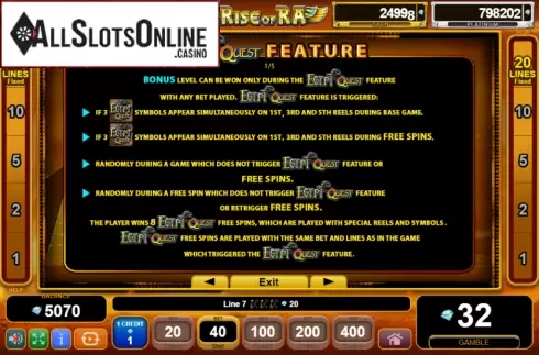 Features 1. Rise of Ra: Egypt Quest from EGT
