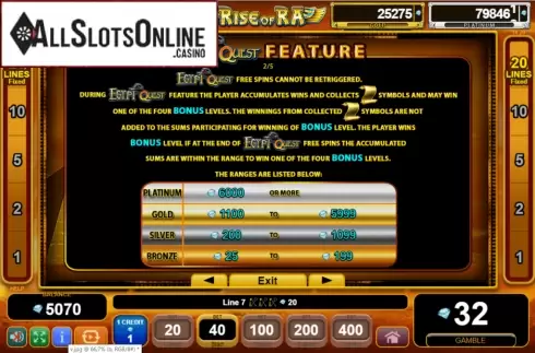 Features 2. Rise of Ra: Egypt Quest from EGT