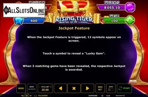 Features 2. Rising Tiger (Sheng qi de Laohu) from Greentube