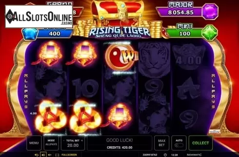 Win Screen 3. Rising Tiger (Sheng qi de Laohu) from Greentube
