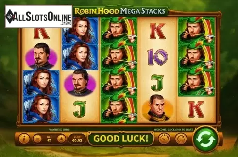 Reels screen. Robin Hood Mega Stacks from Skywind Group