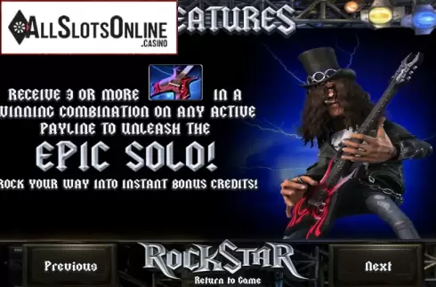 Paytable 2. RockStar from Betsoft