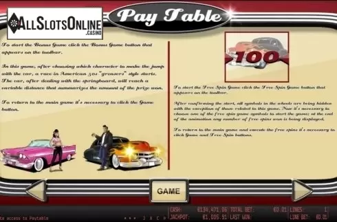 Paytable 3. Rockabillions HD from World Match