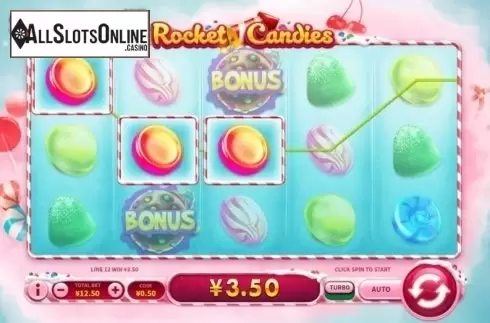 Win Screen . Rocket Candies from Skywind Group