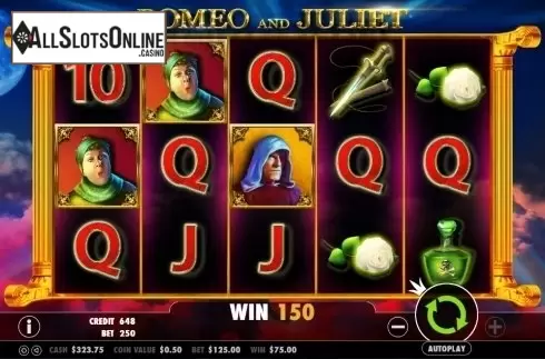 Win screen. Romeo and Juliet (Pragmatic Play) from Pragmatic Play