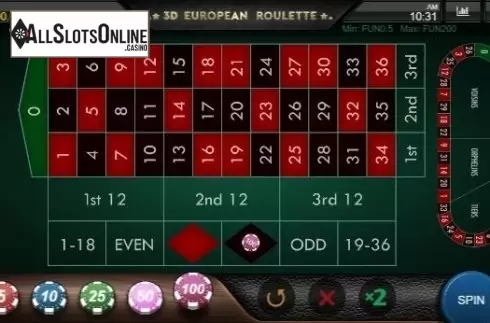 Game Screen 1. 3D European Roulette (IronDog) from IronDog