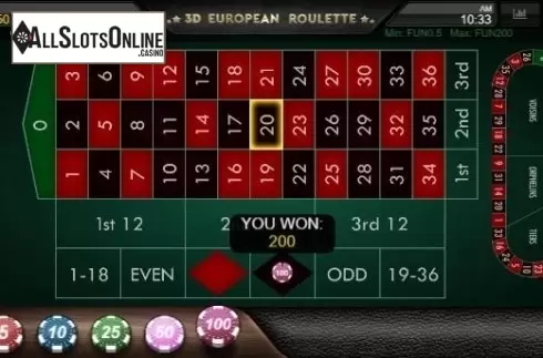 Win Screen. 3D European Roulette (IronDog) from IronDog