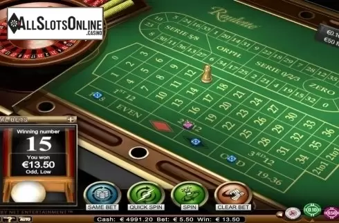 Game Screen. Roulette Advanced Low Limit from NetEnt
