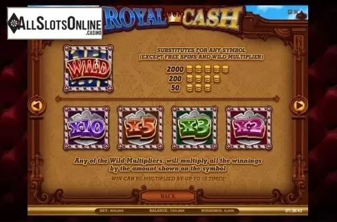 Paytable 2. Royal Cash from iSoftBet