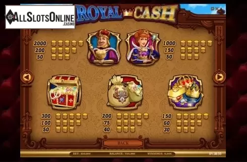 Paytable 3. Royal Cash from iSoftBet