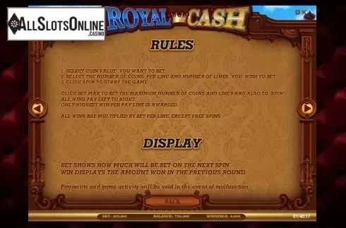 Paytable 6. Royal Cash from iSoftBet