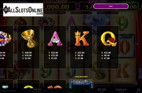 Paytable 2. Royal Diamonds from Ainsworth