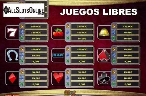 Paytable 2. Royal Fabulous Casino from R. Franco