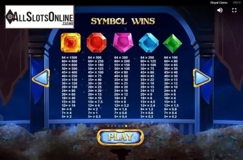 Paytable 1. Royal Gems (Red Tiger) from Red Tiger