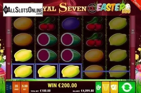 Win Screen. Royal Seven XXL Easter Egg from Gamomat