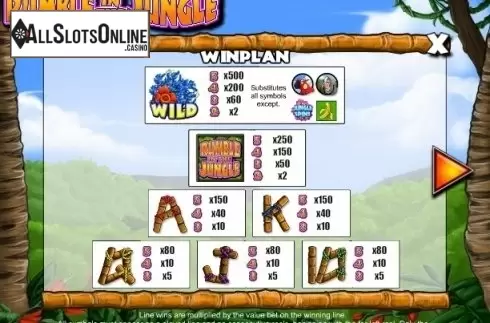 Paytable 1. Rumble in the Jungle from Mazooma