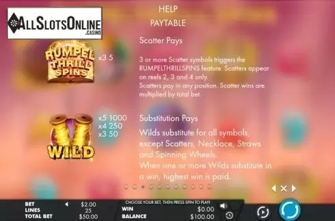 Paytable 3. Rumpel Thrill Spins from Genesis
