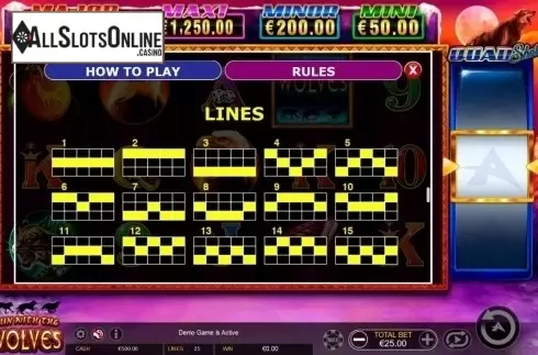 Paylines. Run with the Wolves Quad Shot from Ainsworth