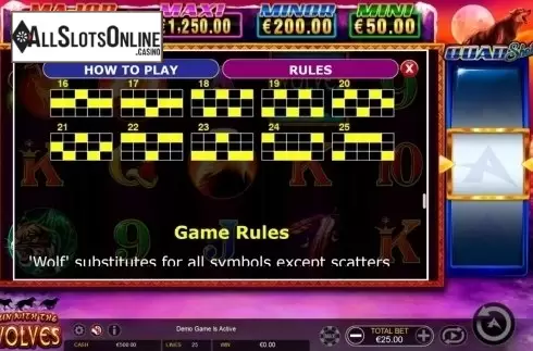 Paylines 2. Run with the Wolves Quad Shot from Ainsworth