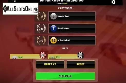 Reel screen. Rush Cars Go! from Inspired Gaming