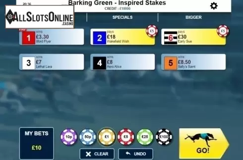 Reel screen. Rush Dogs Go! from Inspired Gaming