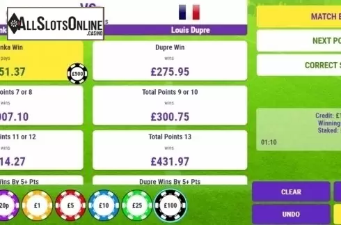 Reel screen. Rush Tennis Go! from Inspired Gaming