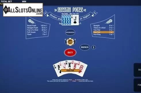 Reel screen. Russian Poker (One Touch) from OneTouch