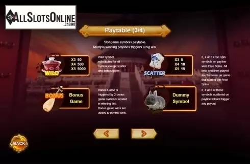 Paytable 3. Ruyi's Royal Love in the Palace from Triple Profits Games
