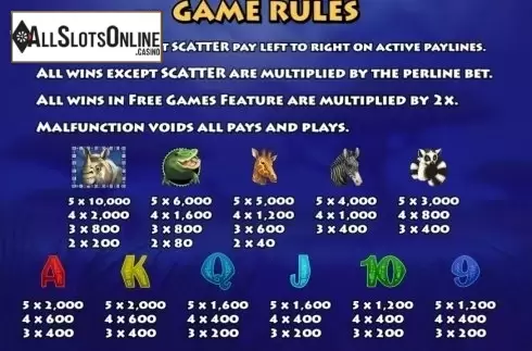 Paytable 4. Safari (KA Gaming) from KA Gaming