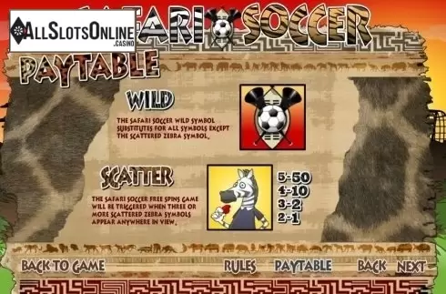 Paytable 1. Safari Soccer from Bwin.Party