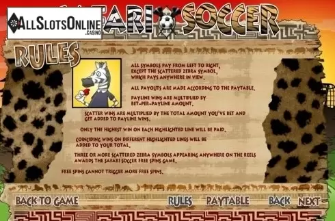 Paytable 4. Safari Soccer from Bwin.Party