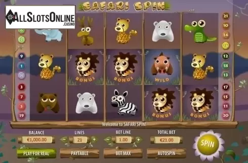 Reel Screen. Safari Spin from GameScale
