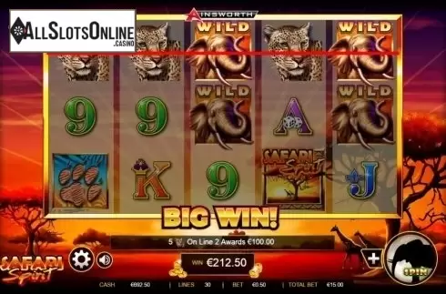 Big win screen. Safari Spirit from Ainsworth