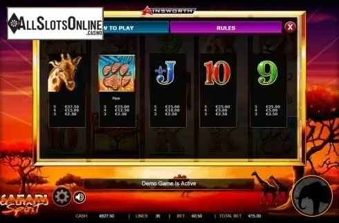 Paytable 2. Safari Spirit from Ainsworth