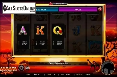 Paytable 3. Safari Spirit from Ainsworth