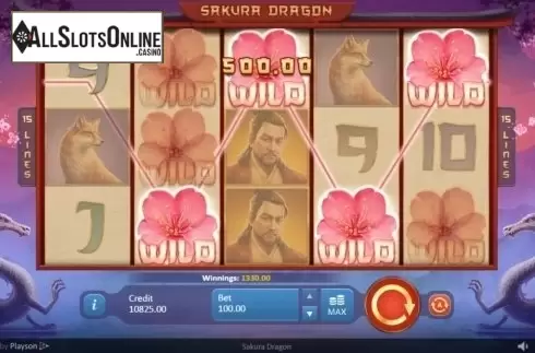 Win Screen. Sakura Dragon from Playson
