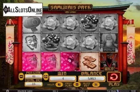 Wild Win screen. Samurais Path from Spinomenal