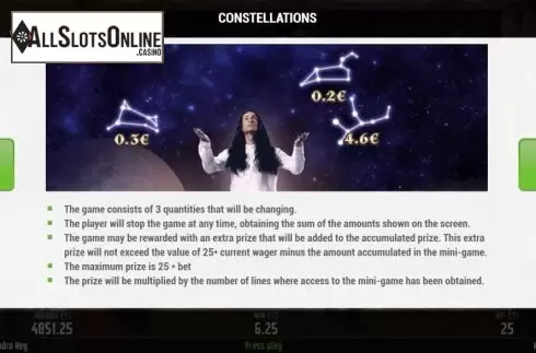 Mini-Game Constellations screen. Sandro Rey from MGA