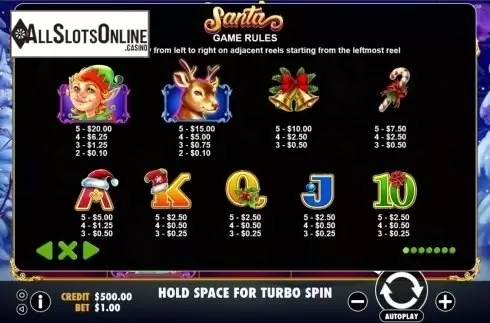 Paytable. Santa (Pragmatic Play) from Pragmatic Play