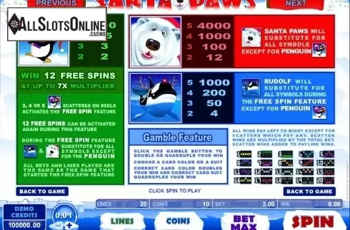 Screen2. Santa Paws from Microgaming