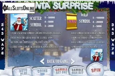Paytable. Santa Surprise (BetConstruct) from BetConstruct