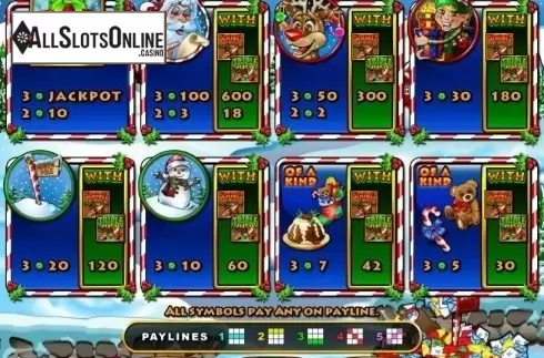 Paytable. Santastic from RTG