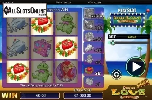 Win screen. Scratch Dr Love On Vacation from NextGen