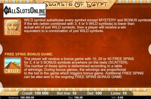 Features. Secrets of Egypt (Kajot Games) from KAJOT