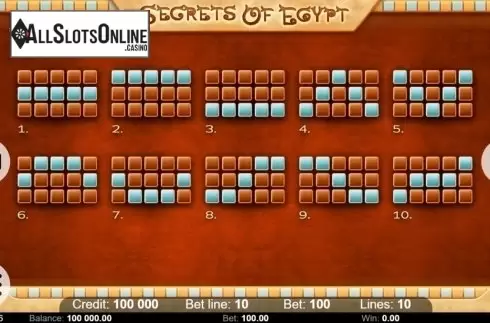 Paylines. Secrets of Egypt (Kajot Games) from KAJOT