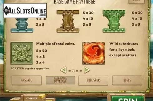 Paytable 3. Secrets of the Phoenix from Roxor Gaming