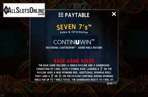 Game Rules 1. Seven 7's from Crazy Tooth Studio
