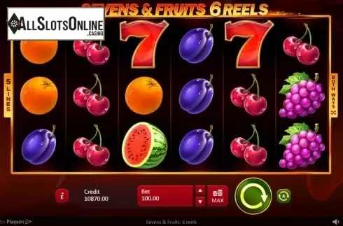 Reel Screen. Sevens and Fruits: 6 Reels from Playson