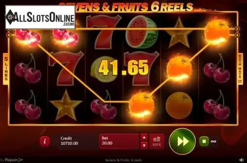 Win Screen 2. Sevens and Fruits: 6 Reels from Playson