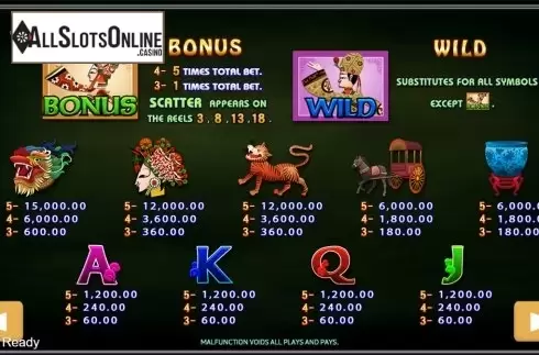Paytable . Shadow Shows from PlayStar